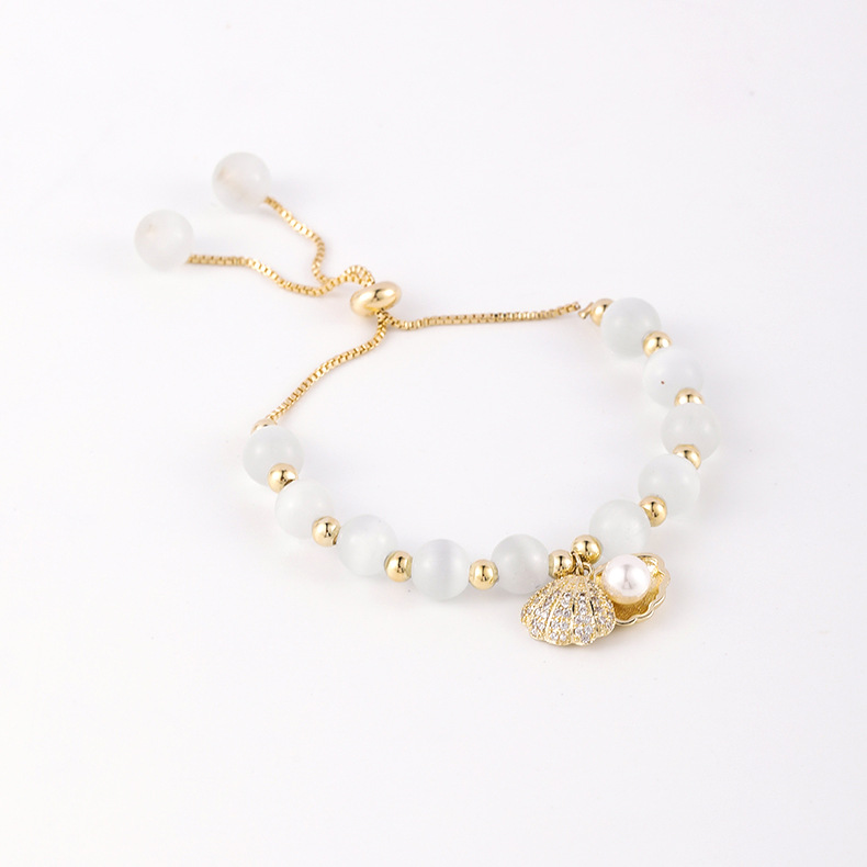 OIMG  Vòng tay nữ Opal Zircon Vỏ hợp kim có thể điều chỉnh