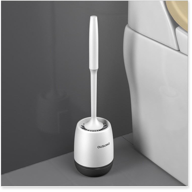 Cọ Chà Toilet GIGAHOME Bộ Chổi, Cọ Bồn Cầu Silicone Diệt Khuẩn Tới 90% Kèm Khay Đựng 8205