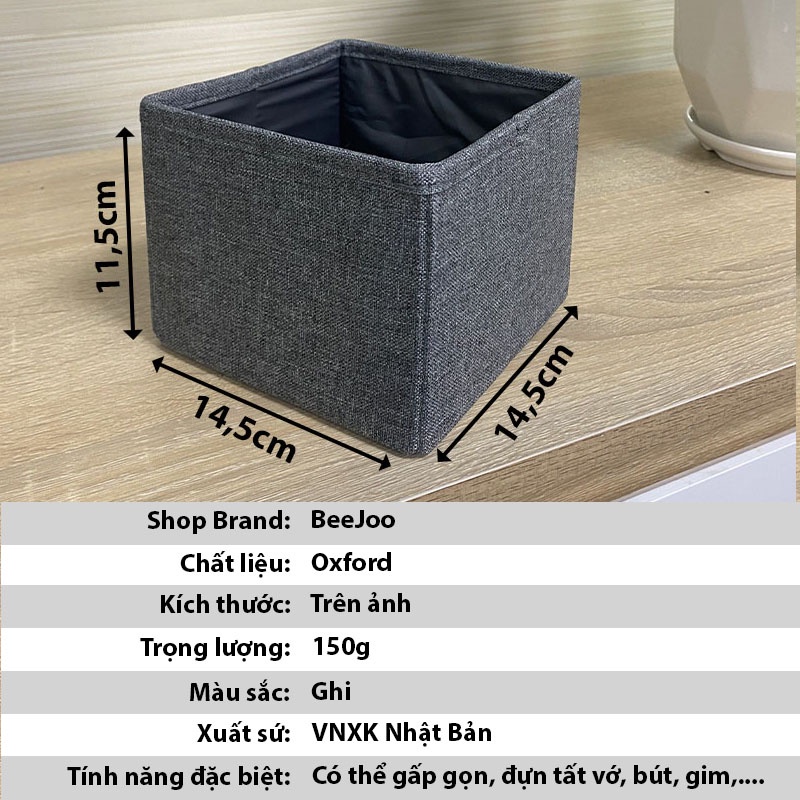 Hộp đựng tất vớ mini gấp gọn, Hộp vải đựng bút văn phòng phẩm để bàn chất liệu vải oxford