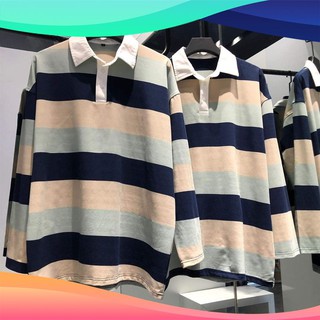 [SALE KHỦNG 50%] Áo POLO STRIPPED LONG SLEEVE Unisex , Thời Trang Nam Nữ 2019