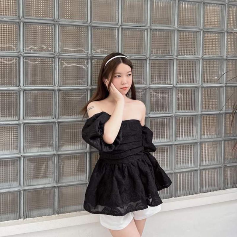 🌸🌸Áo trễ vai tơ hoa hồng mặc đc 2 kiểu xinhh lắmm lunn❤❤