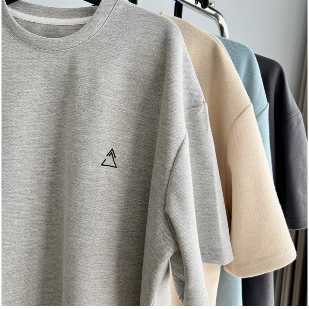 💃 Bộ Áo Thun Tay Lỡ Kèm Quần Short Ống Rộng Logo Tam Giác Nhiều Màu