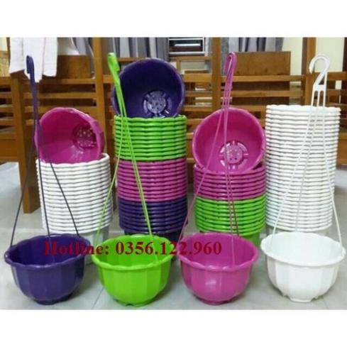 Bộ 15 chậu trồng hoa có móc treo hình bí ngô - Size 22 x16 cm + Tặng  phân hữu cơ cao cấp