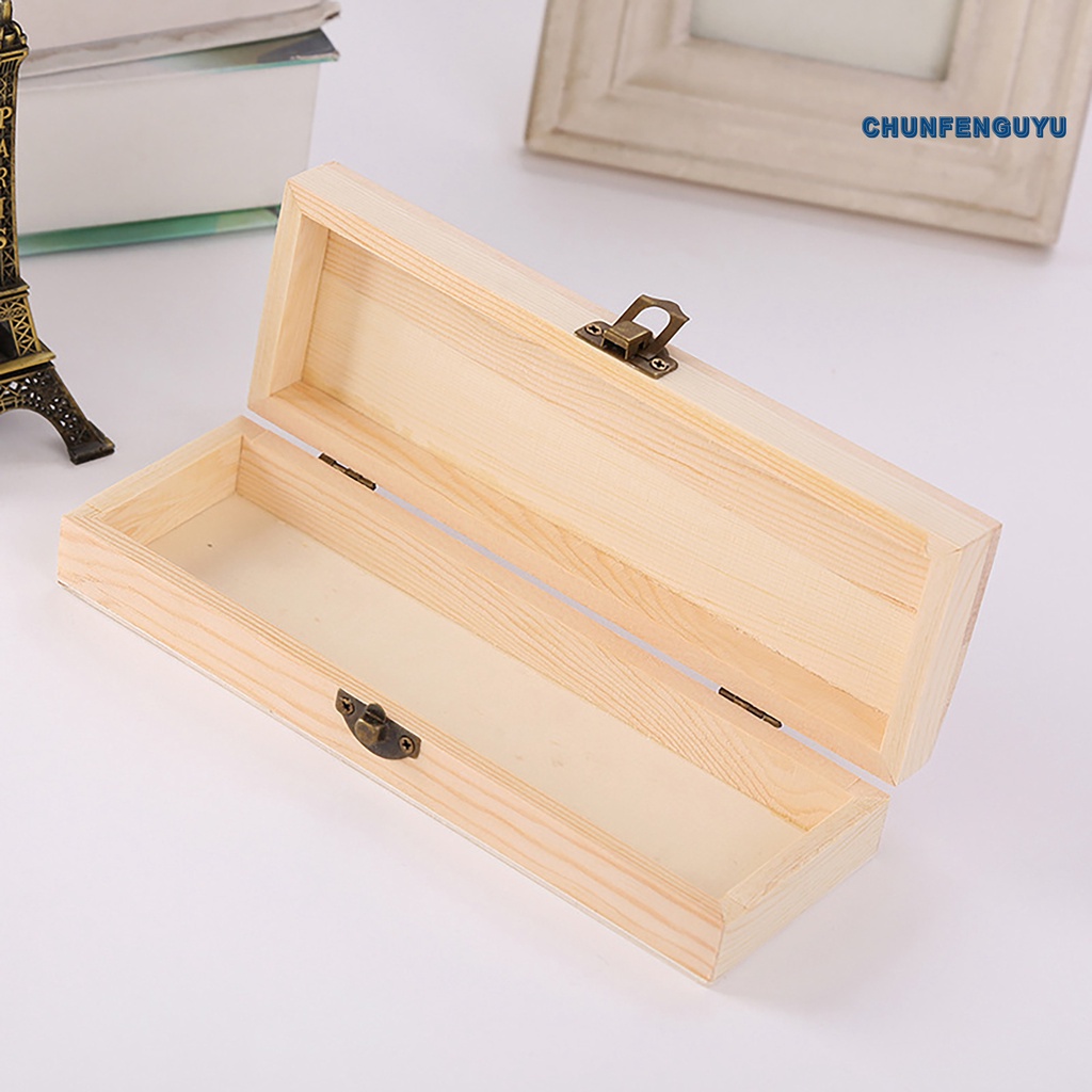 Hộp Đựng Bút Chì Hình Chữ Nhật Bằng Gỗ Có Khóa Dành Cho Bé