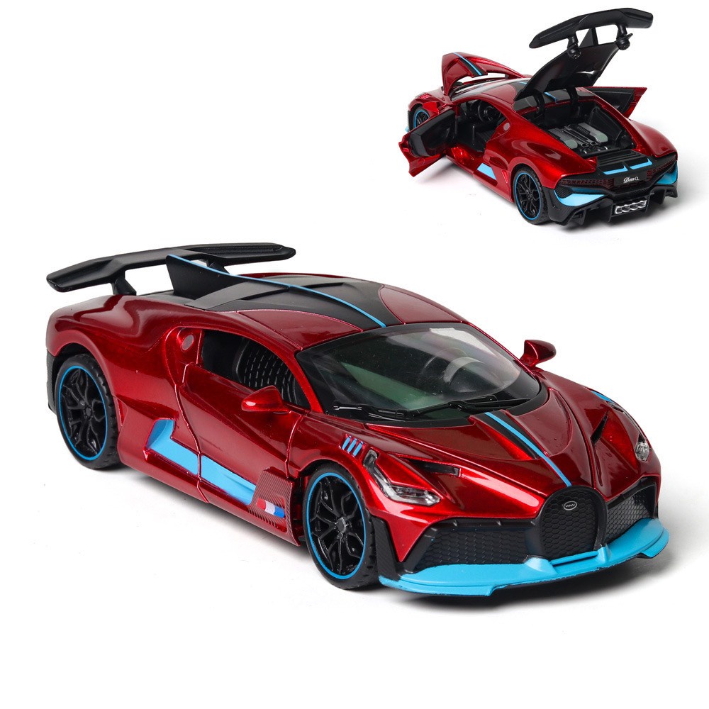 Xe mô hình ô tô BUGATTI - DIVO  tỉ lệ 1:18 bằng sắt xe chạy cót có âm thanh động cơ và đèn mở các cửa