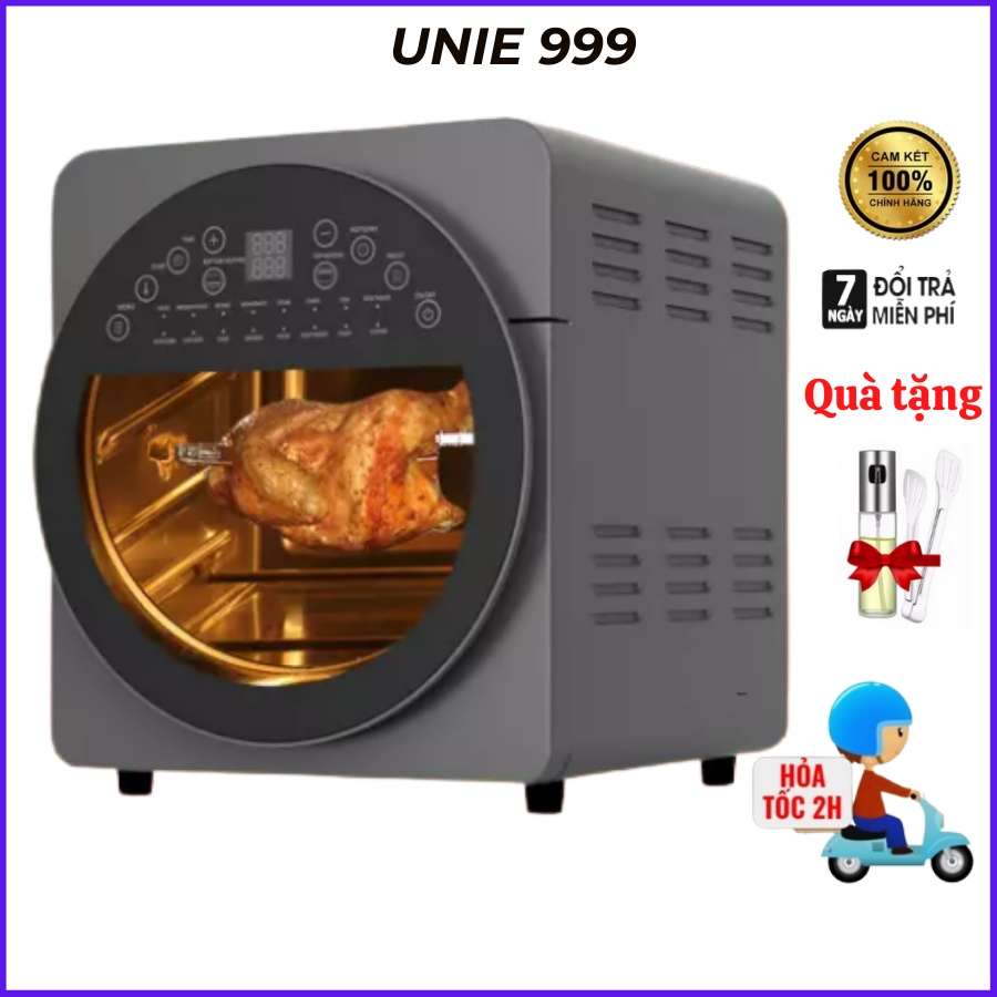 Nồi chiên không dầu Unie 999, bếp chiên không dầu 15L, nồi chiên gà nguyên con có trục xoay, chính hãng Unie