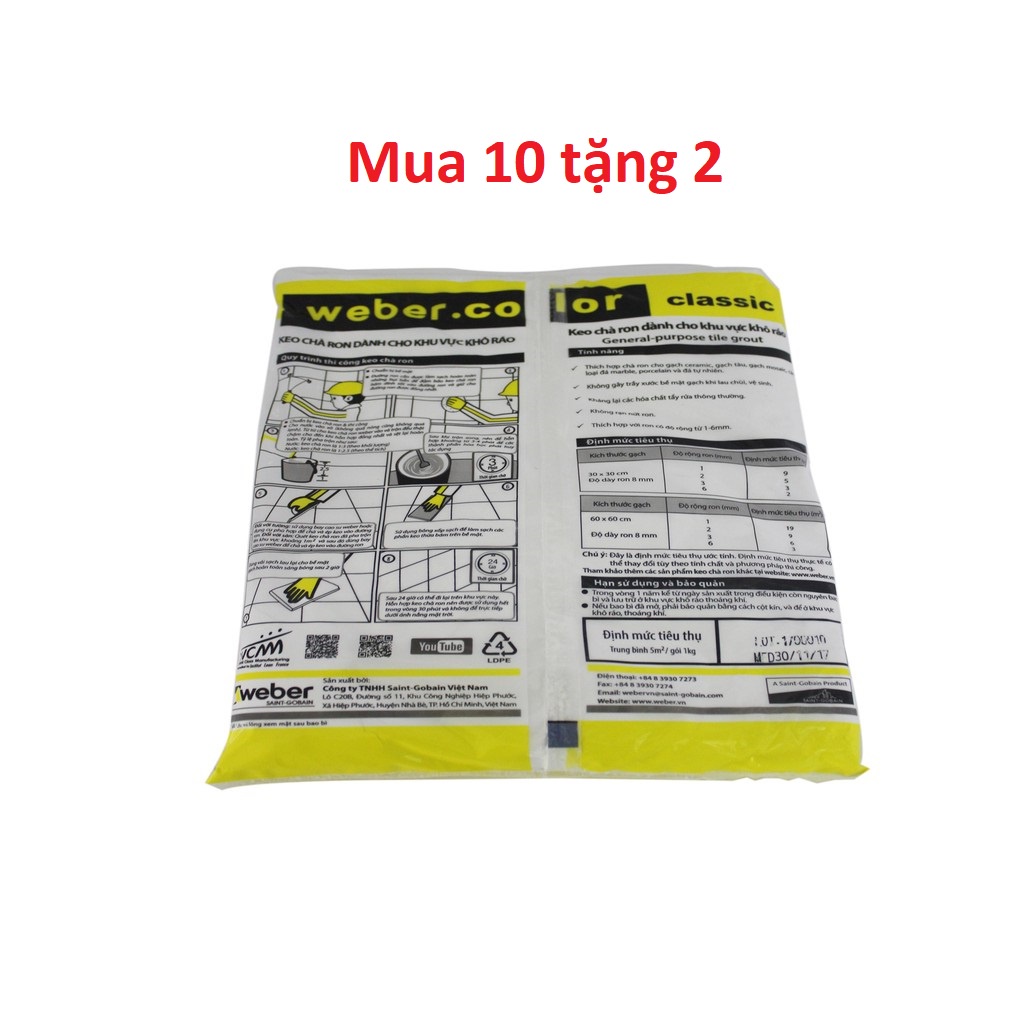 Keo Chà Ron Chà Mạch Weber - Chống Nứt Chống Thấm Bám Dính Cực Tốt - Nhập Khẩu