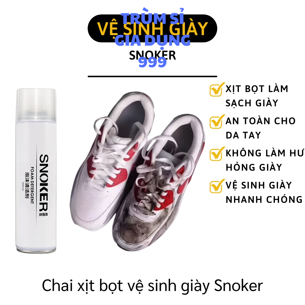 chai vịt vệ sinh giầy dép, Chai xịt bọt làm sạch giày Snoker, chai xịt bọt vệ sinh giầy dép đa năng siêu sạch