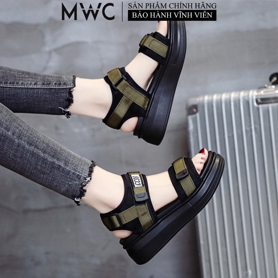 Giày MWC 2877 - Giày Sandal Quai Ngang Vải Dù Đế Bánh Mì Cá Tính Thời Trang