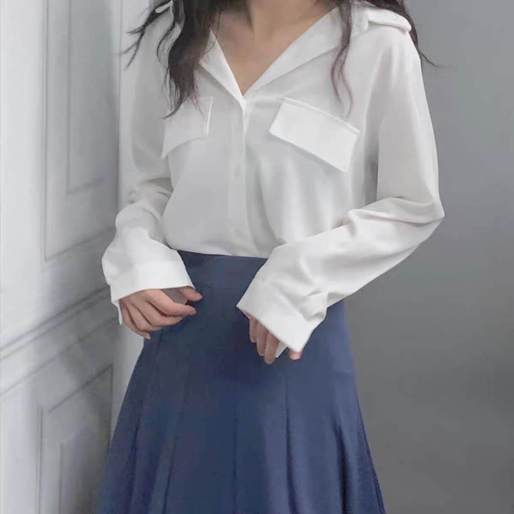 [Ảnh thật/Video] Áo sơ mi kẻ túi ngực 2 bên form rộng siêu xinh không nhăn