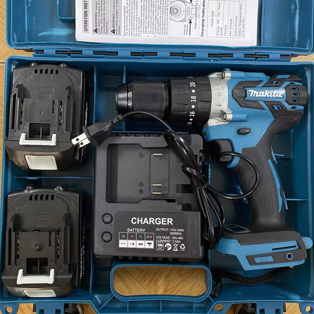 Máy khoan từ đầu 13mm MAKITA 108V-198V 3 chế độ khoan (2 pin 10 cell - 1 sạc lớn)
