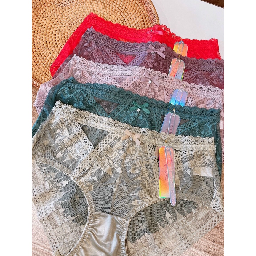 Combo 5 Quần lót ren nữ cao cấp sexy lưới phối lụa satin bóng kiểu dáng cute dễ thương cao cấp siêu đẹp