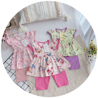 Thời trang trẻ em💕FreeShip💕Đồ bộ bé gái Vải Thun 4 chiều, Bộ Cộc Tay kiểu babydoll Cho Bé Mặc Nhà Mặc đến lớp vào Mùa Hè