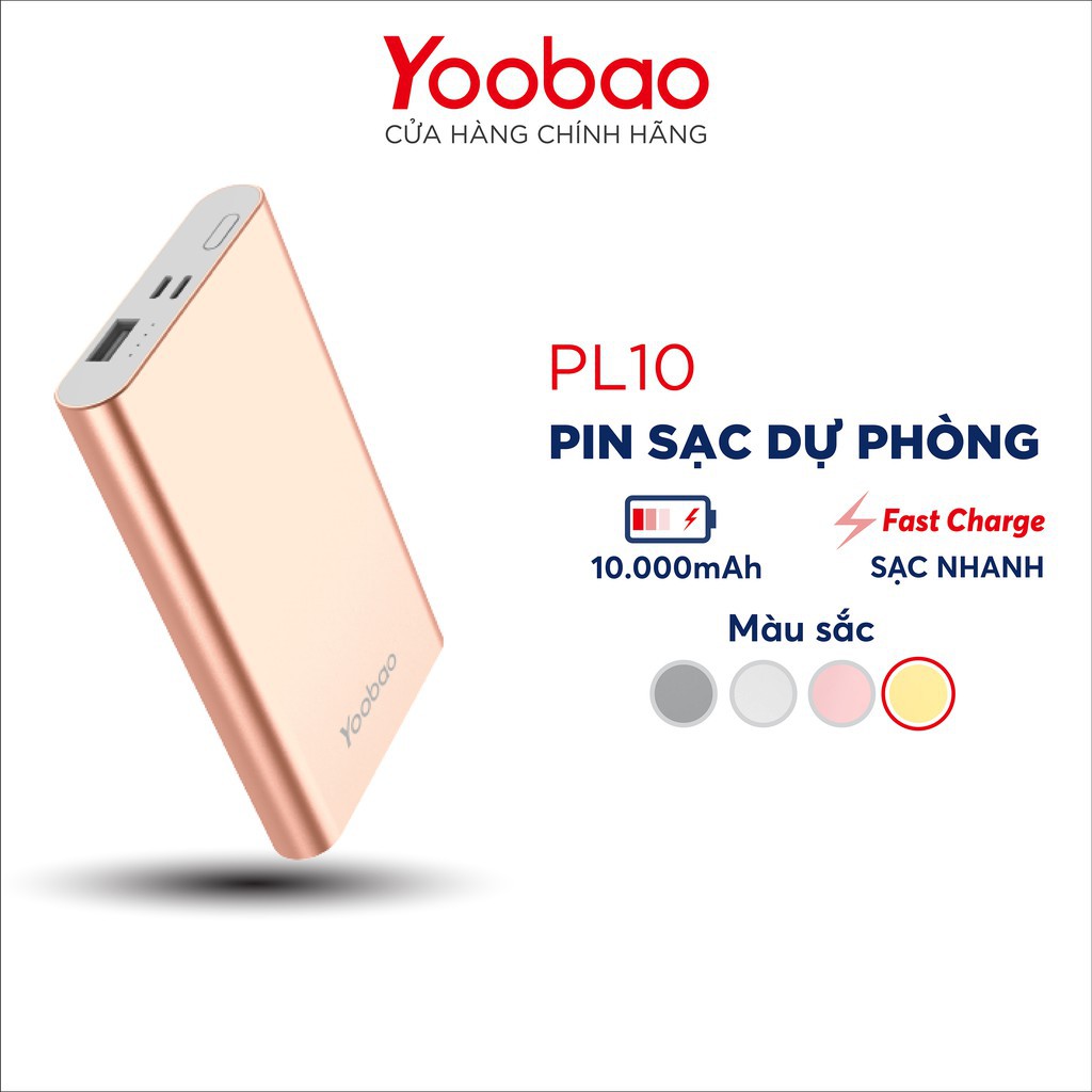 Sạc dự phòng Yoobao Polymer 10000mAh PL10 - Hàng chính hãng