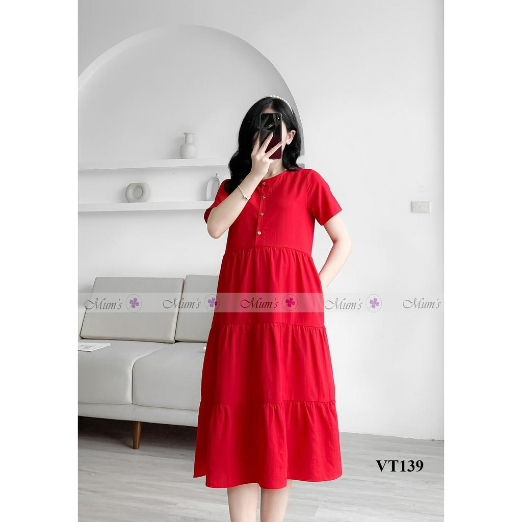 ĐẦM BẦU  FREESHIP  Váy đũi đỏ 3 tầng