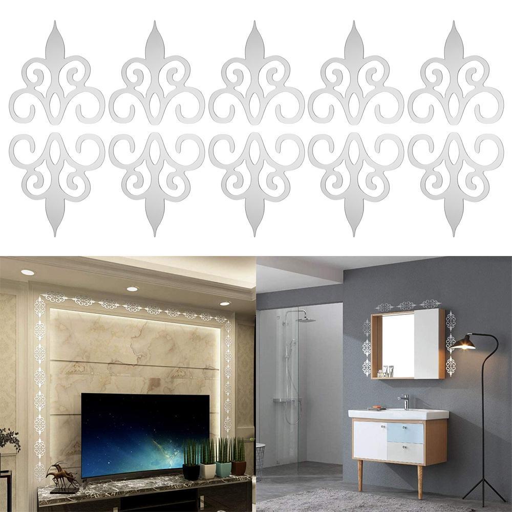 Bộ 10 Sticker Tráng Gương Bằng Acrylic Dùng Trang Trí Nhà Cửa
