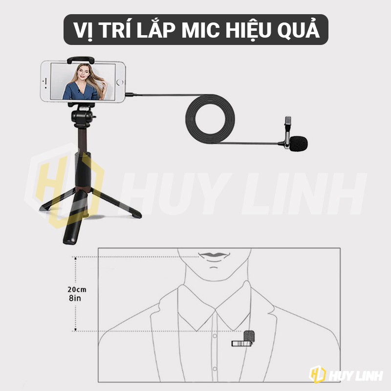 [Hoả tốc] [Cao cấp] Micro cài áo Lavalier Microphone GL119 hàng chuẩn 3 Ring - Clip on 3.5mm Jack