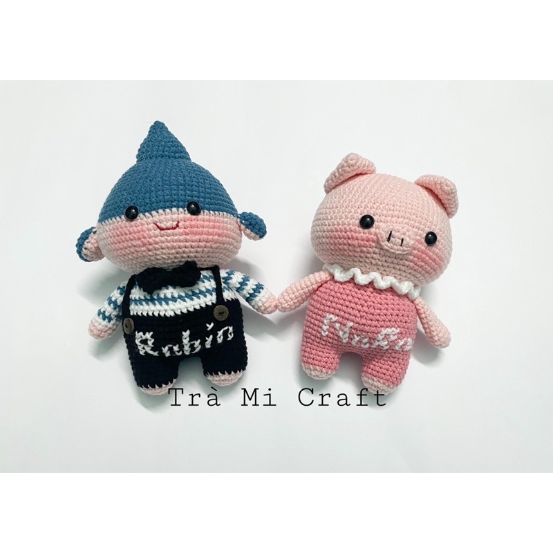 Combo hai bé heo móc len cute