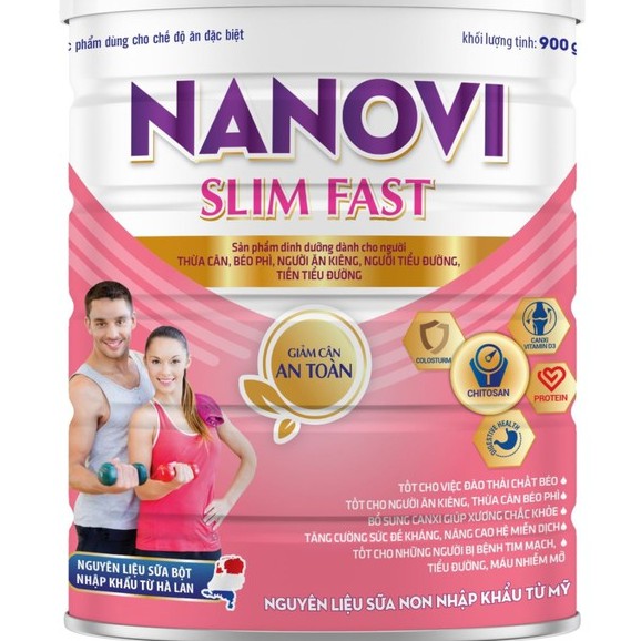 Sữa giảm cân Nanovi Slim Fast 900gr/hộp dùng cho người thừa cân, béo phì, ăn kiêng, tiểu đường, tiền tiểu đường