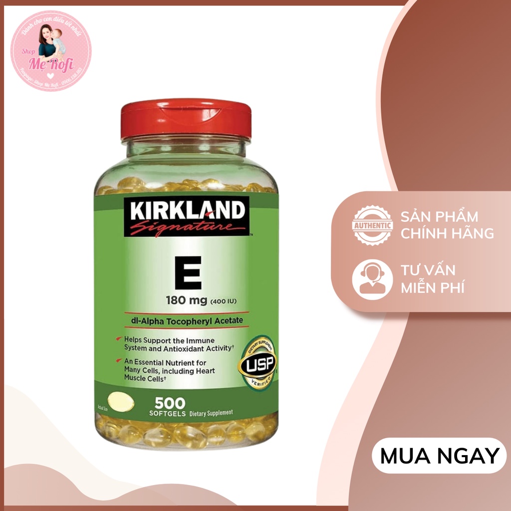 Viên uống Vitamin E 400 IU thiên nhiên 500v Kirkland - Mẹ Rofi