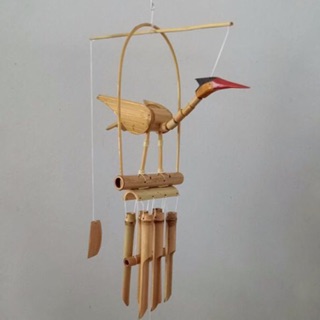 Chuông gió tre trúc hình chim 5 ống