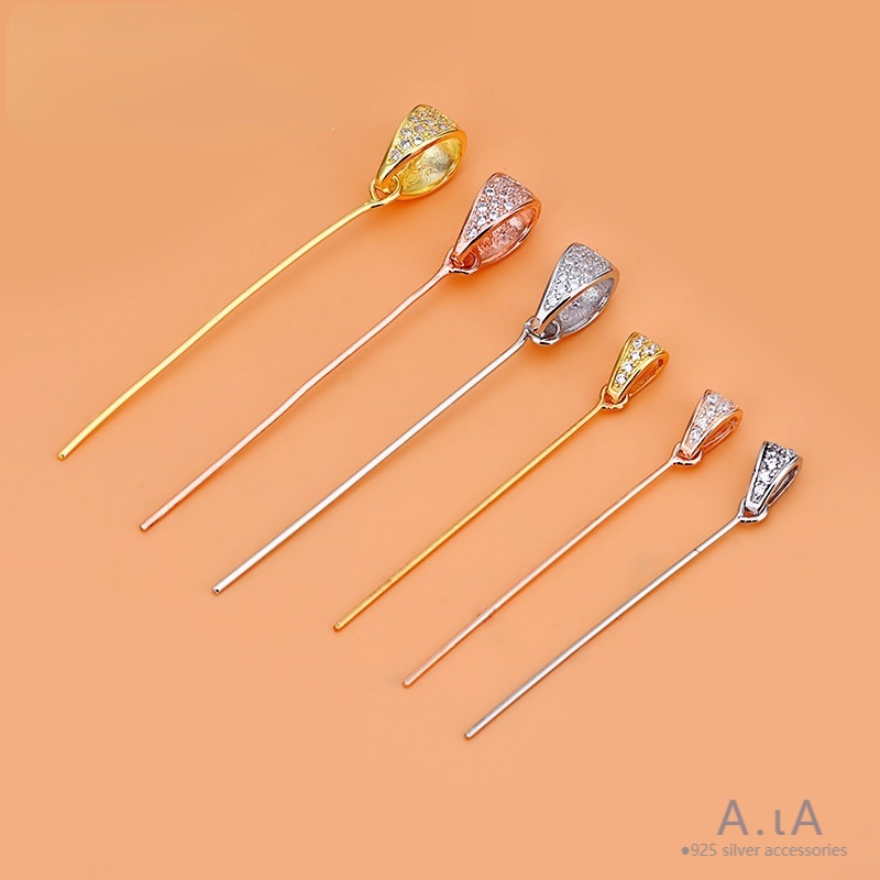 █diy゜ S925 Bạc●Mặt Dây Chuyền Bạc S925 Đính Đá Zircon Sang Trọng