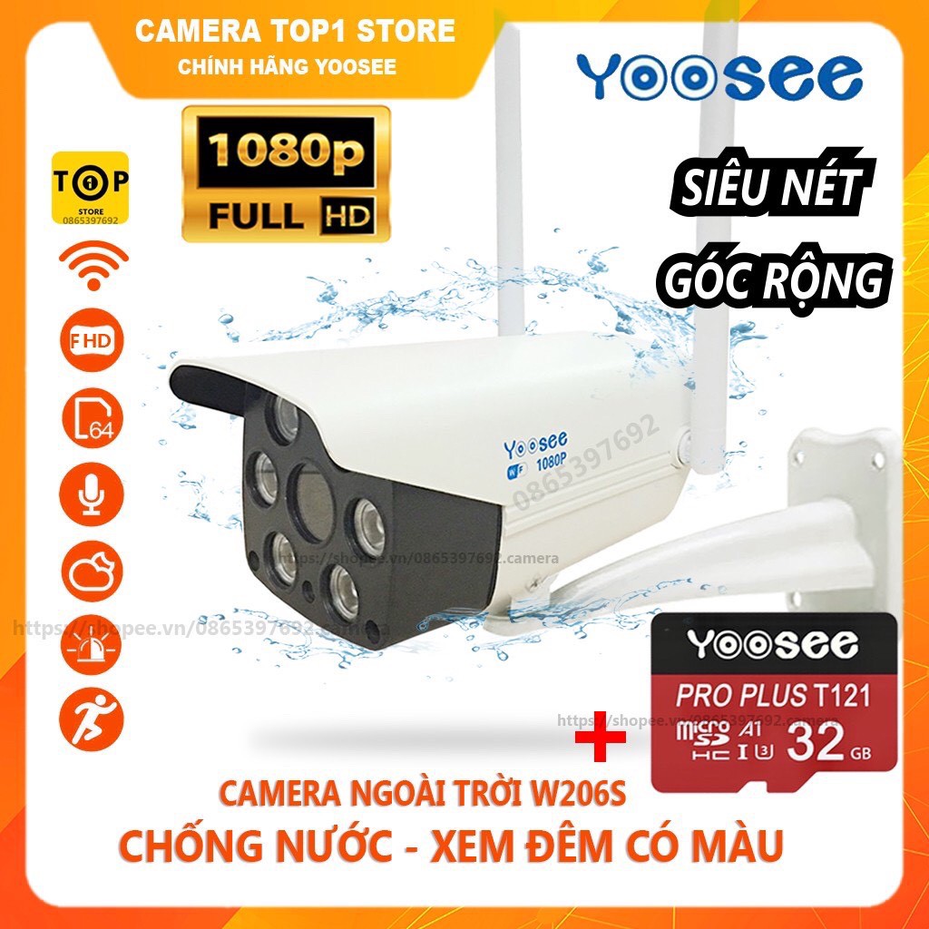 ( PC733 ) Camera IP YooSee Ngoài Trời FHD 1080 Tiếng Việt + Thẻ Nhớ 32Gb Yoosee( huongle )