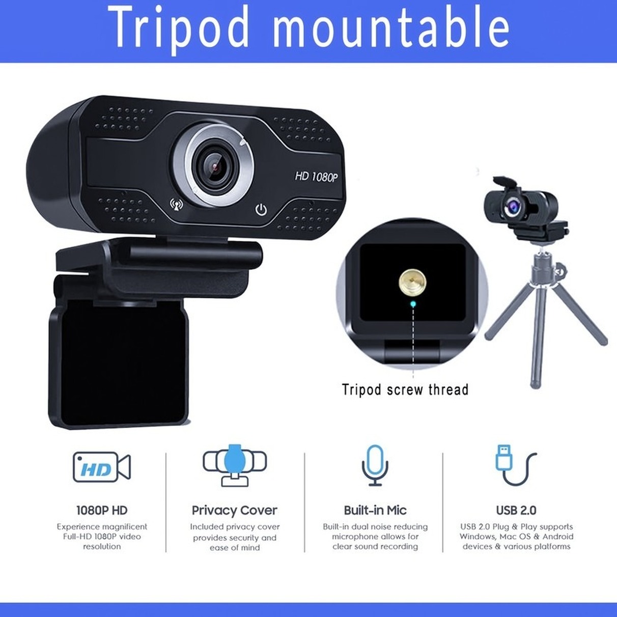 Webcam Full Hd 1080p 130 ° Chuyên Dụng Cho Máy Tính