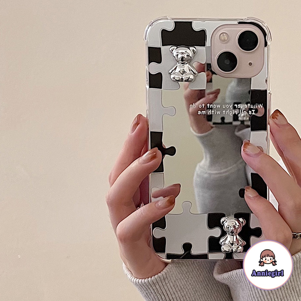 Ốp Điện Thoại TPU Dẻo Phủ Lớp Trang Điểm Gấu 3D Chống Trượt Cho IPHONE 14 13 12 11 PRO MAX X XS XR 8 7 PLUS