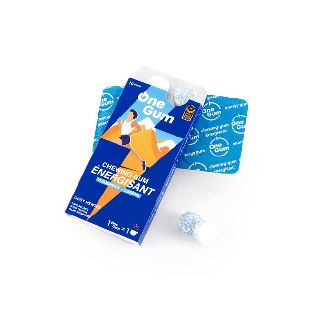 Kẹo cao su tăng lực Onegum (Combo 3 vỉ) Xuất Sứ Pháp Bổ Sung Vitamin B3 B6 B12 Không Đường Giúp Tỉnh