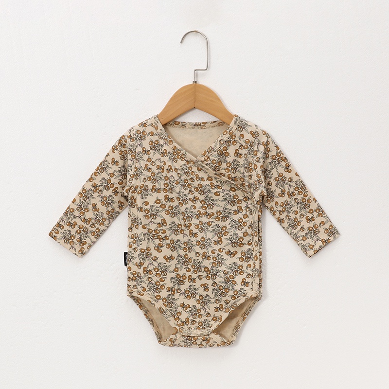 Bộ Áo Liền Quần Cotton Tay Dài In Hình Hoa Quả Màu Sắc Tươi Sáng Cho Bé