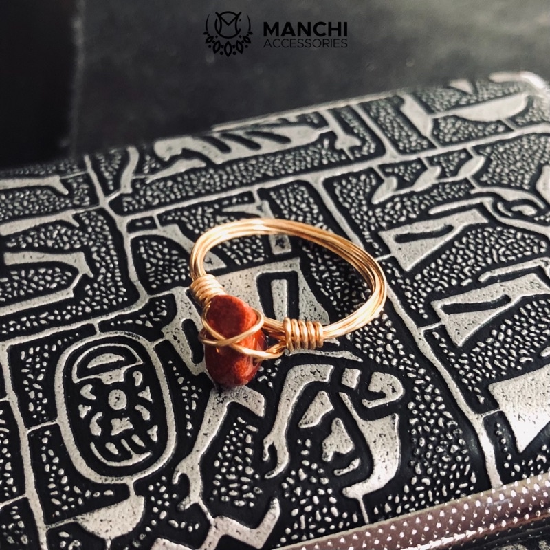 Nhẫn đá Jasper đỏ handmade