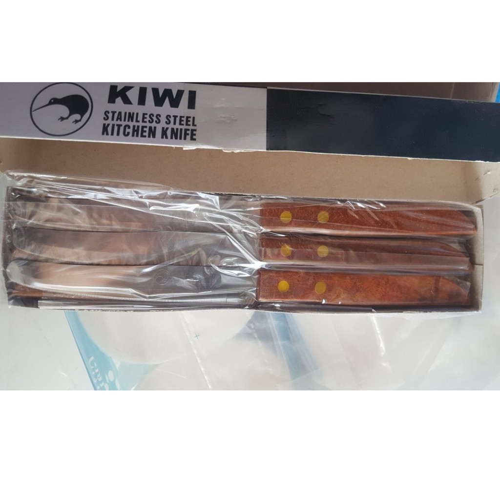 HỘP 12 DAO KIWI THÁI LAN CÁN GỖ- CÁN CAM