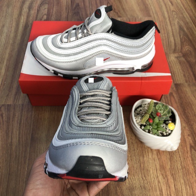 FULL BOX Giày Sneaker Nam, Nữ AM 97 Xám Bạc Cao Cấp