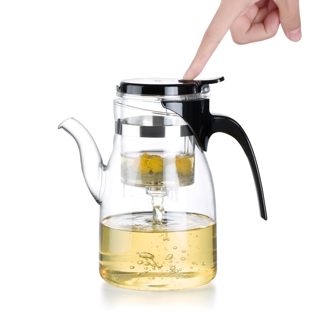 Bình lọc trà thủy tinh lõi PC B04 900mL - Ấm trà thủy tinh chịu nhiệt lọc trà có van khóa Samahome Shop
