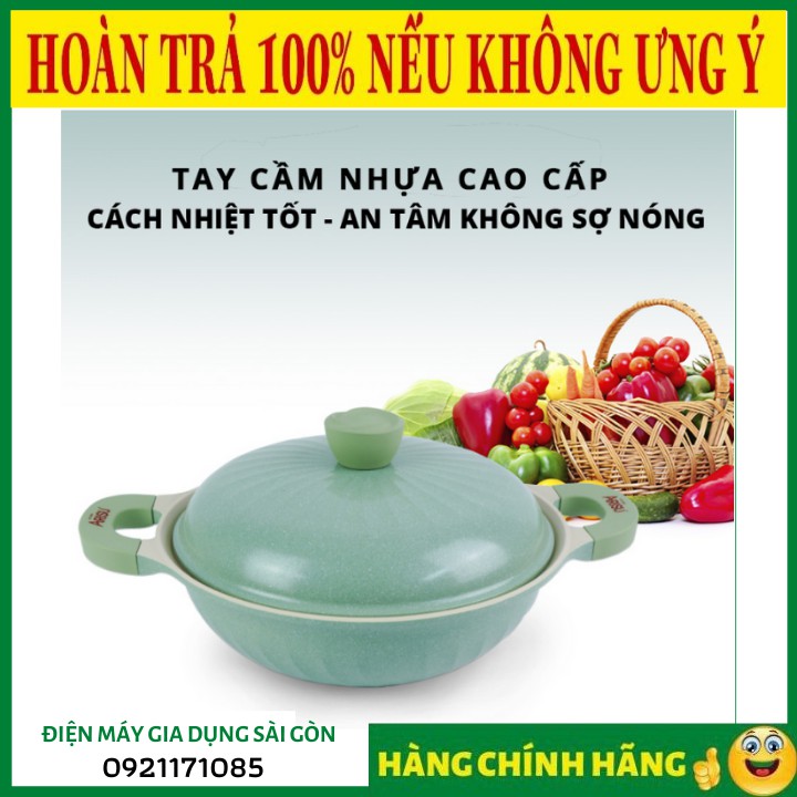 Nồi kháng khuẩn phủ TITANIUM 7 lớp Happy Home Pro màu xanh lá size 28cm - HP-XL28