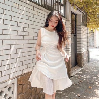 Đầm trắng cổ thuyền nhúng eo, váy công chúa, váy vintage xuongvnxk vnxk