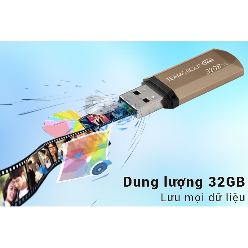 USB 3.0 Team Group C155 32GB + Cáp micro USB tròn Romoss - Hãng phân phối chính thức