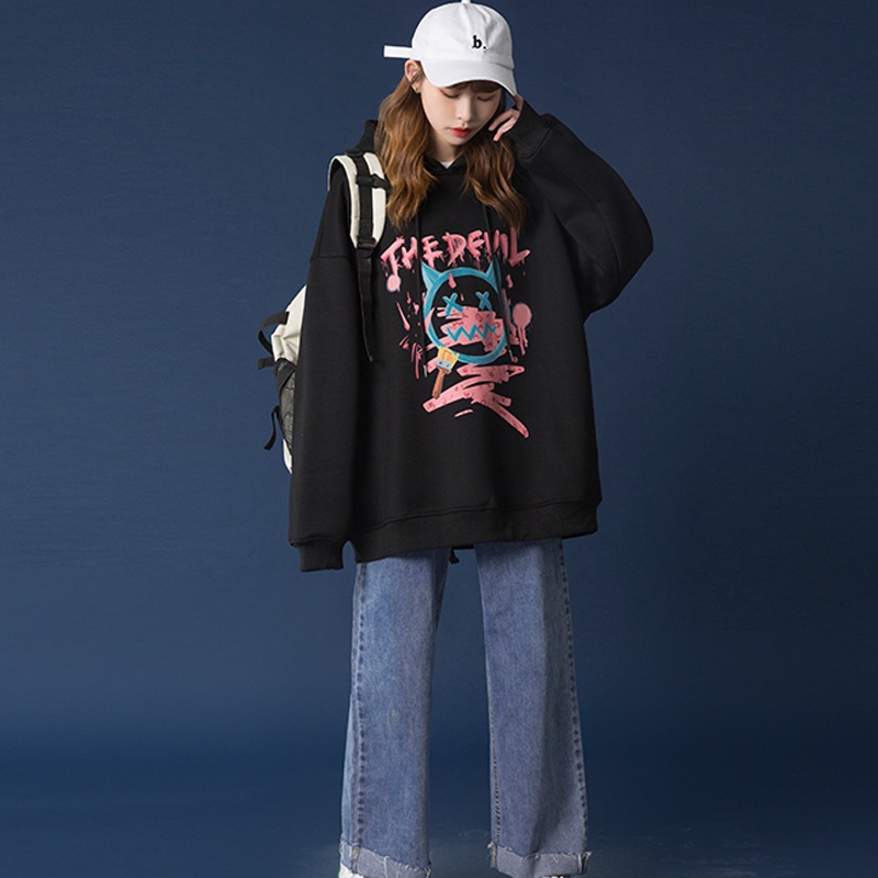 IELGY  Áo Hoodie Mỏng Dáng Rộng Phong Cách Hàn Quốc Cho Nữ