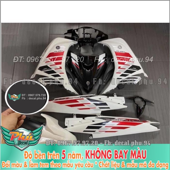 Tem rời Exciter 135 trắng đỏ cover (X)