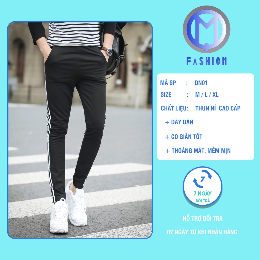 Quần thể thao Nam Nữ 3 sọc chất thun mịn mát cao cấp form ôm chất đẹp M FaShion DN01