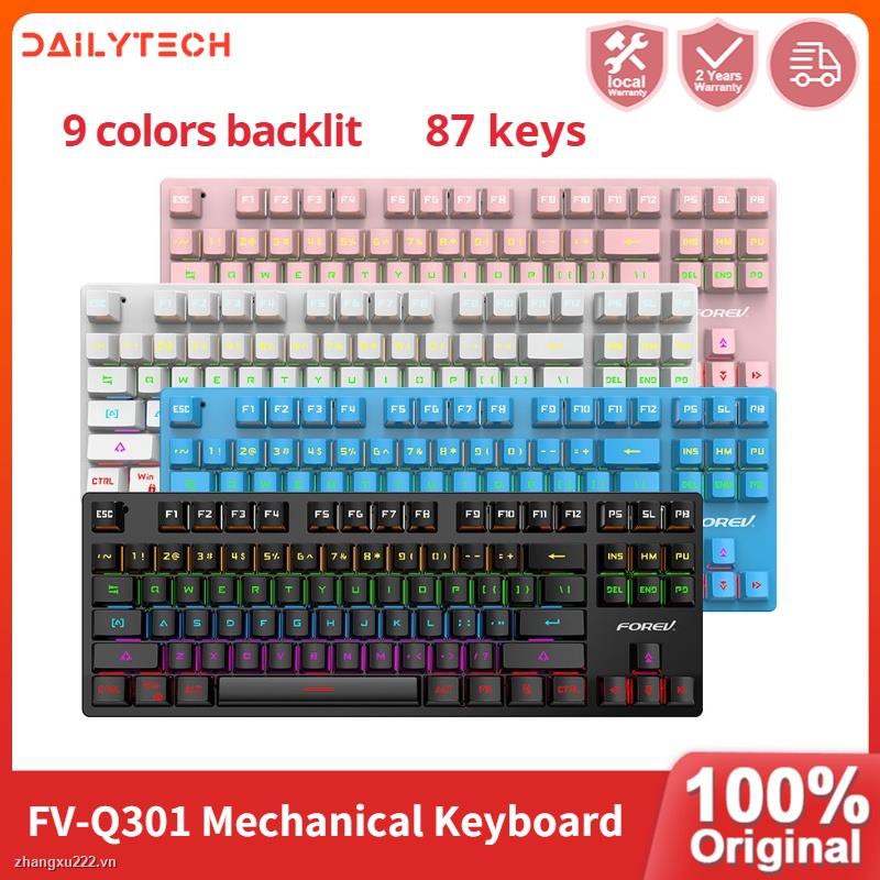 Bàn phím cơ 87 phím FOREV FV-Q301 màu xanh dương RGB dùng để chơi game
