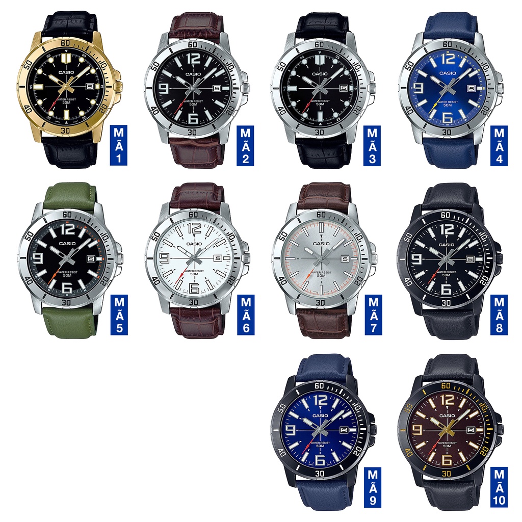 Đồng hồ nam dây da Casio Standard chính hãng Anh Khuê MTP-VD01 Series