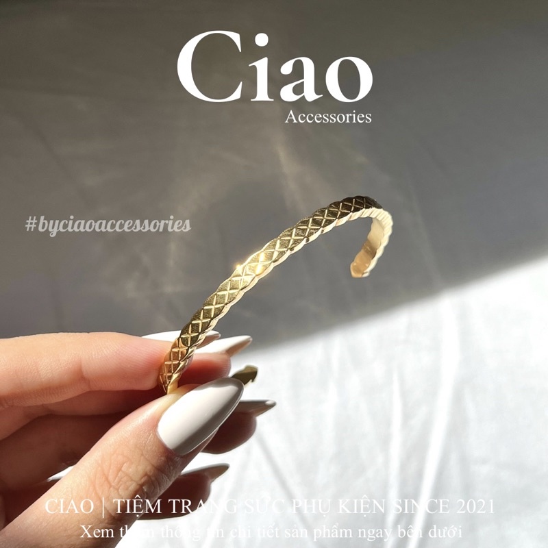 [HOẢ TỐC 1H] Vòng tay/ Lắc tay titan không gỉ thiết kế hoạ tiết đan chéo tinh tế trendy Laelie Ciao
