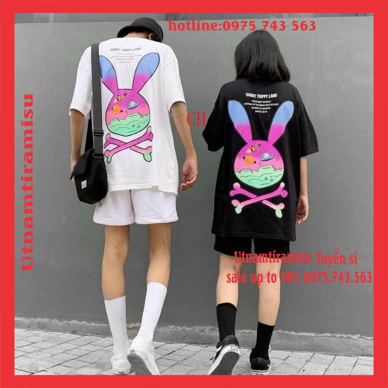 Sét Đồ Bộ Áo Thun Nam Nữ THỎ Xương Chéo LAND From Rộng Unisex +Quần short ❤ Set Thời trang nam nữ; đồ mặc nhà