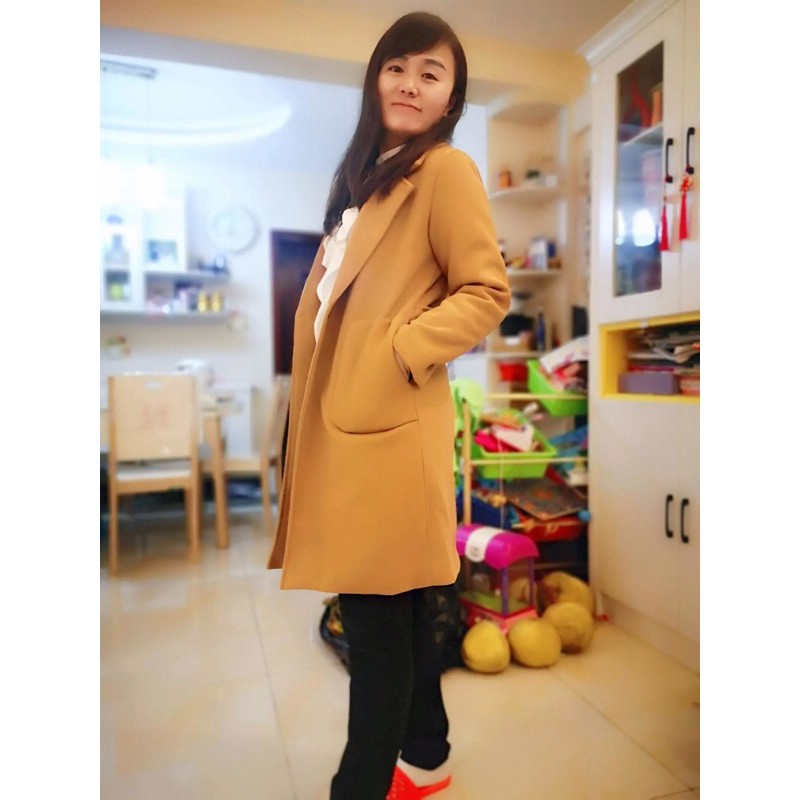 Áo dạ nữ dáng dài phong cách hàn quốc thời trang thu đông quảng châu