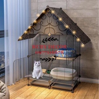 LỒNG  QUÂY CHUỒNG MÈO- PET IU 2 TẦNG ( có kèm chân đế khay vệ sinh)