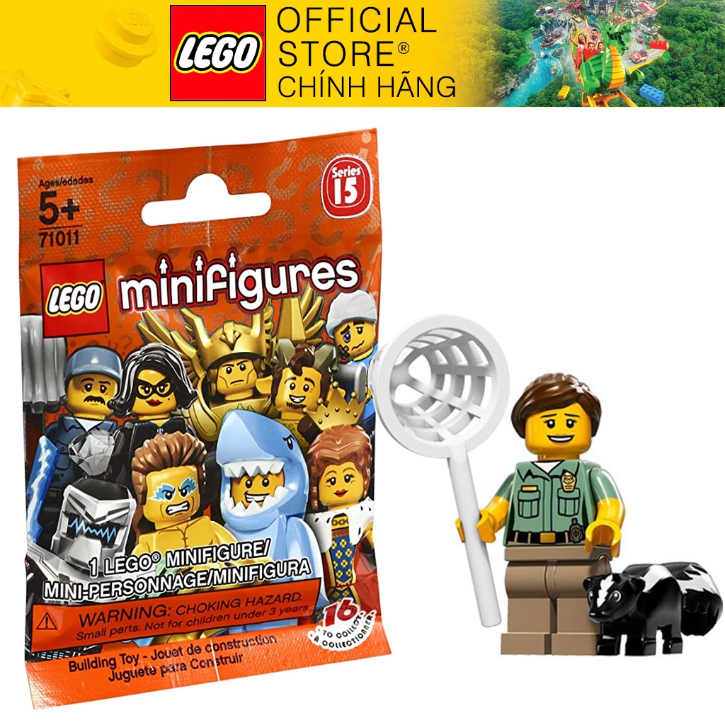 Nhân vật LEGO Minifigures Series 15 Animal Control 71011 - Cô gái kiểm lâm bắt chồn