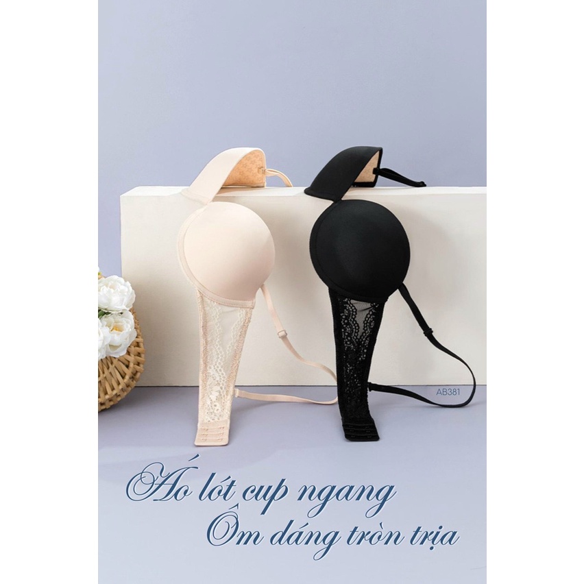Áo lót nữ Embra trơn phối lưng ren có gọng đệm mỏng hình sao nâng ngực tự nhiên EBALCG30