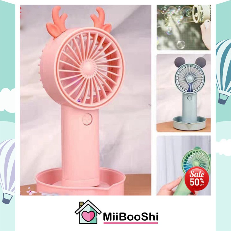 Quạt tích điện kèm đầu thổi bong bóng tặng kèm 2 trai dung dịch xà bông